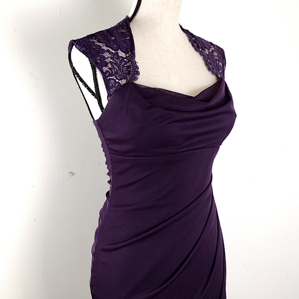 Xscape Purple Lace Cocktail Dress - Picture 2 of 13